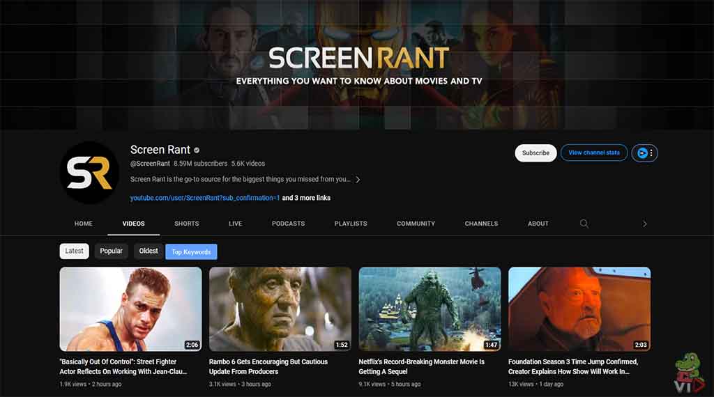 ScreenRant - YouTube Channel Ideas for Beginners (12 Examples)